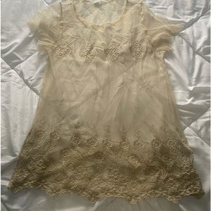See-through beige lacy shirt